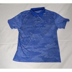 Under Armour Playoff Polo Shirt Men's XL Blue Camo Golf Athletic Short Sleeve